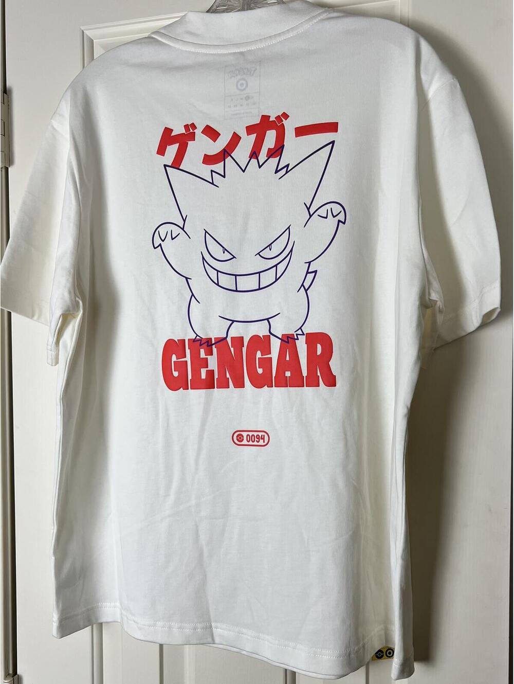 Nintendo White Gengar Graphic Tee with Red and Navy Print